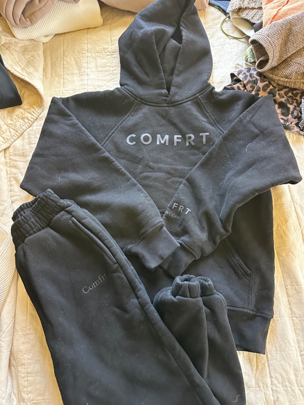 COMFRT Black Logo Hoodie & Joggers Set